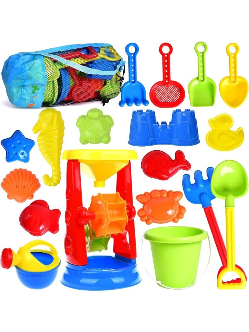 19-Piece Beach Toy Set for Kids | Sand Toys, Water Wheel, Bucket & Molds